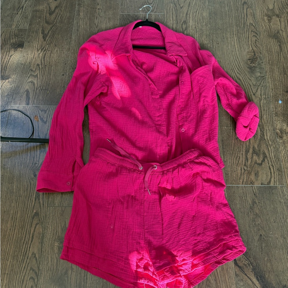 Vibrant Pink Women's Shorts Set - Picture 2 of 4